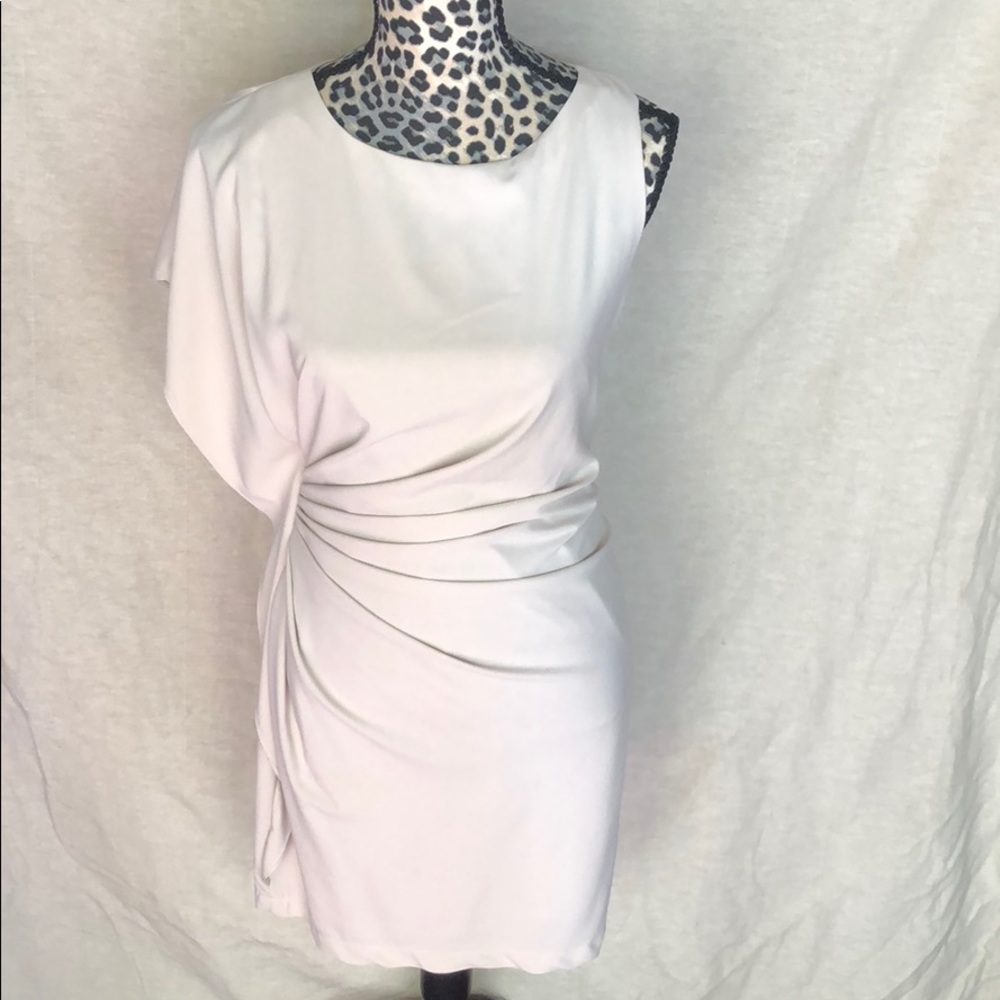 Sand colored Asymmetrical Mini Dress